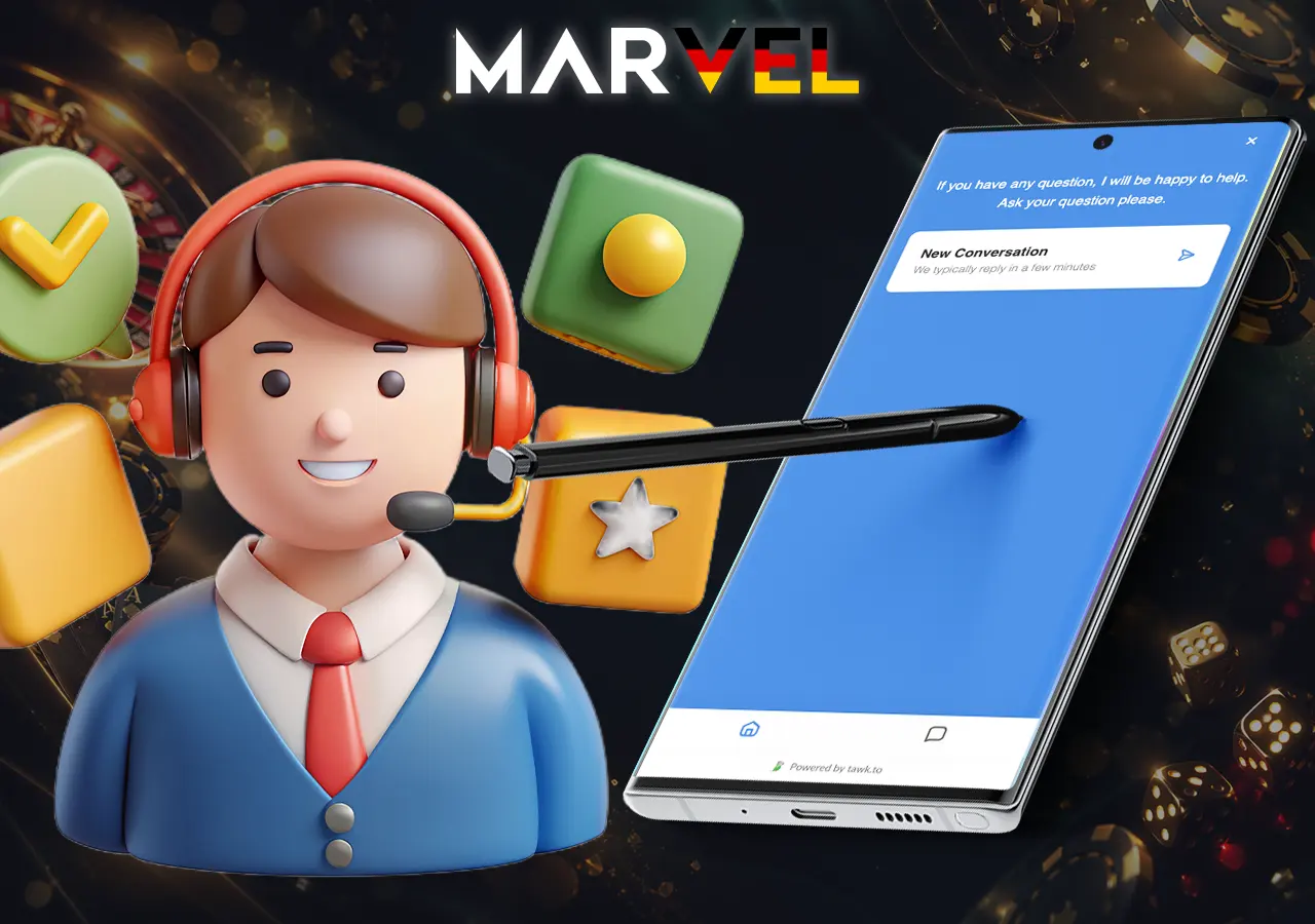 Kundensupport im Marvel Casino mit Live-Chat
